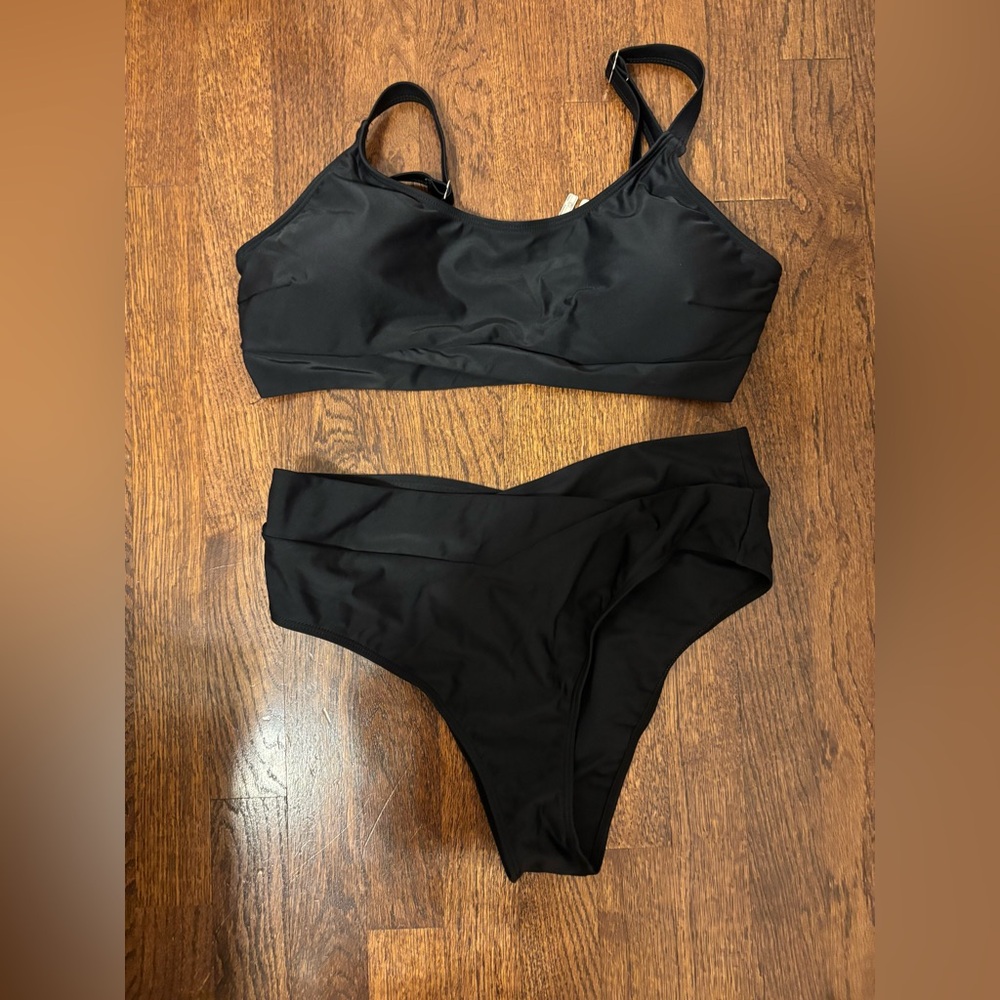 TWO BIKINI SETS - Black and Pink High Waisted Sets
